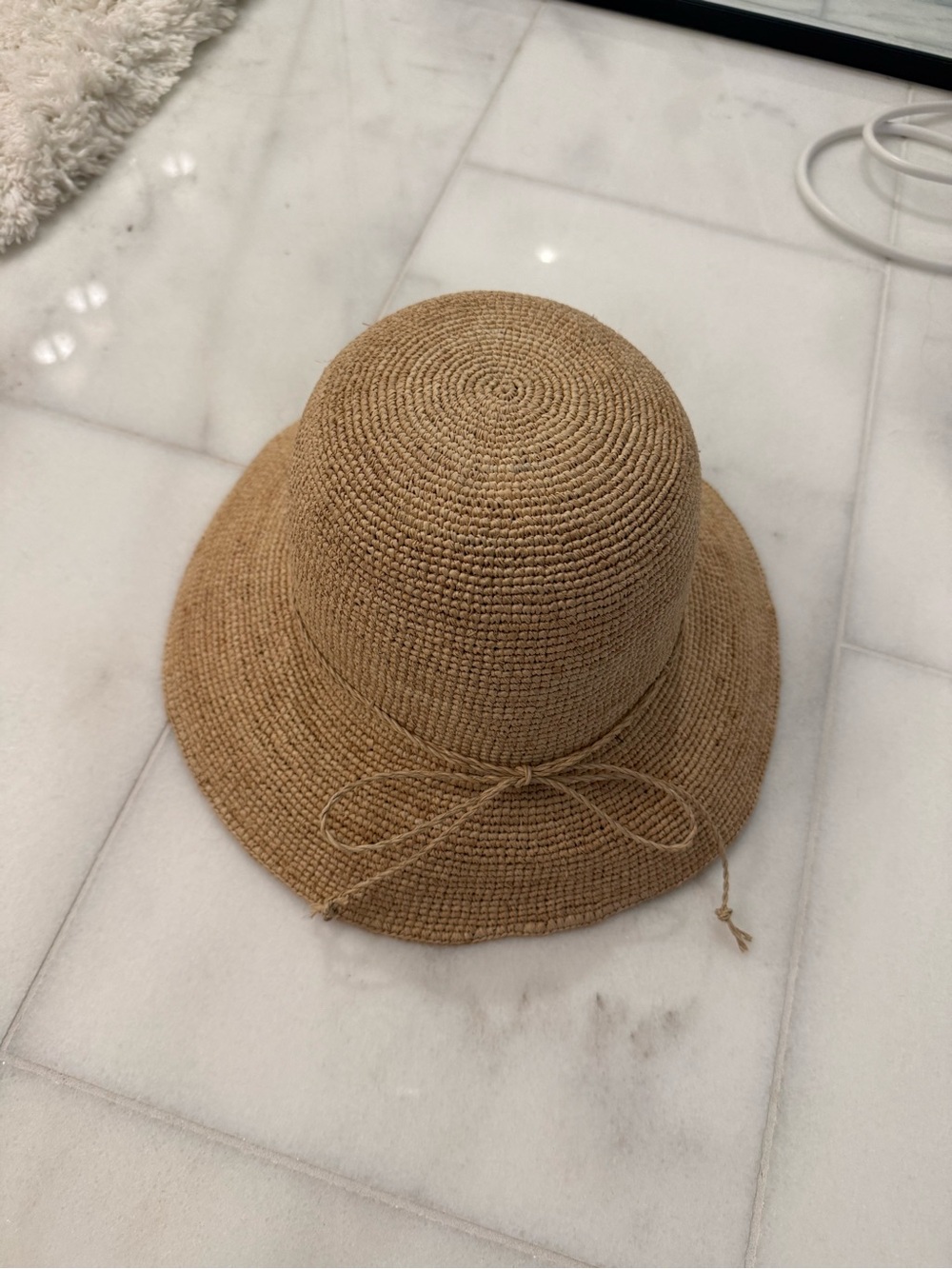 Anthropologie Tan Woven Raffia Sun Hat with Bow